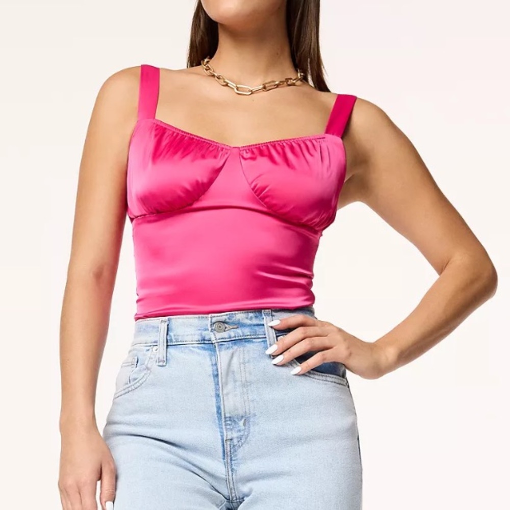 New Barbie pink satin‎ bodysuit size 12!